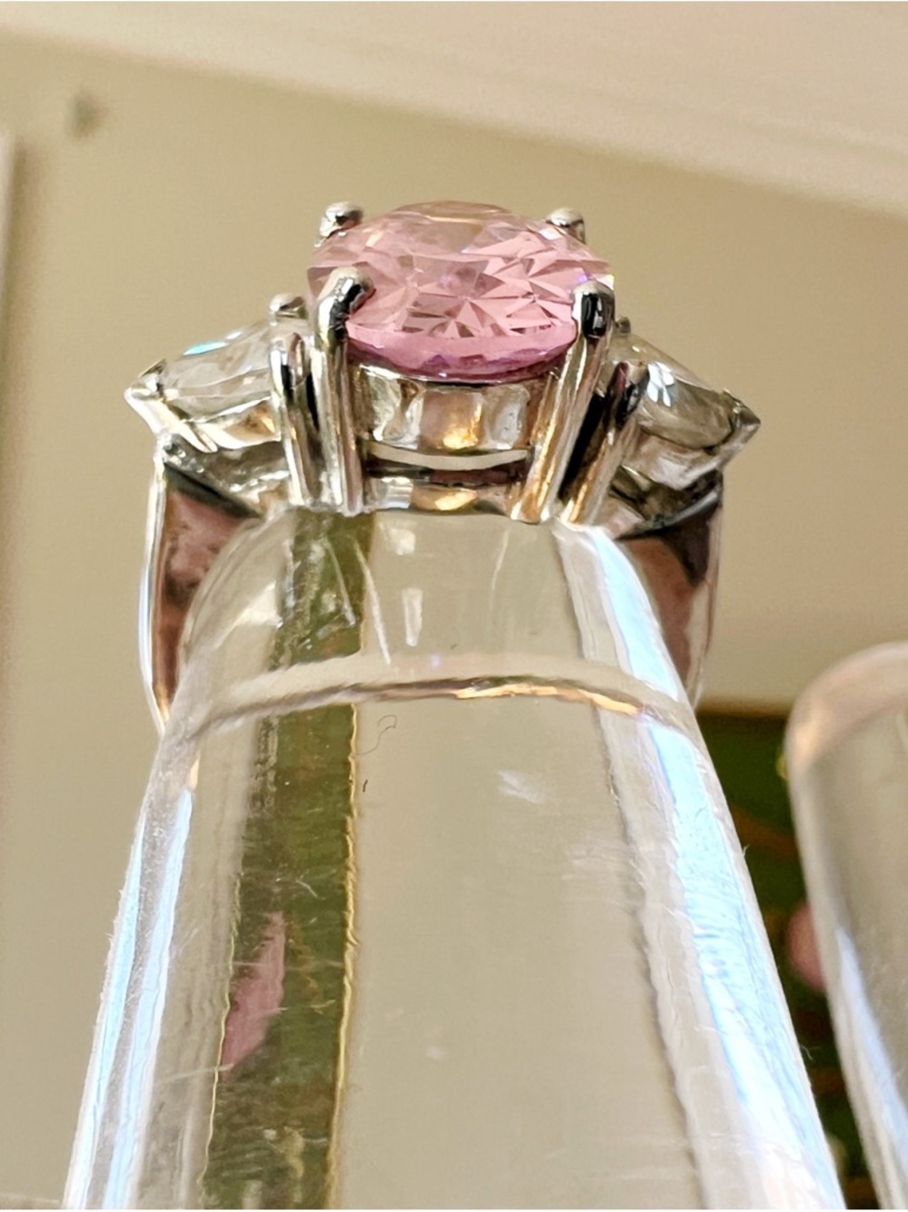 Pink CZ Ring Marked FAS 925 Size 7.5 - Picture 5 of 9